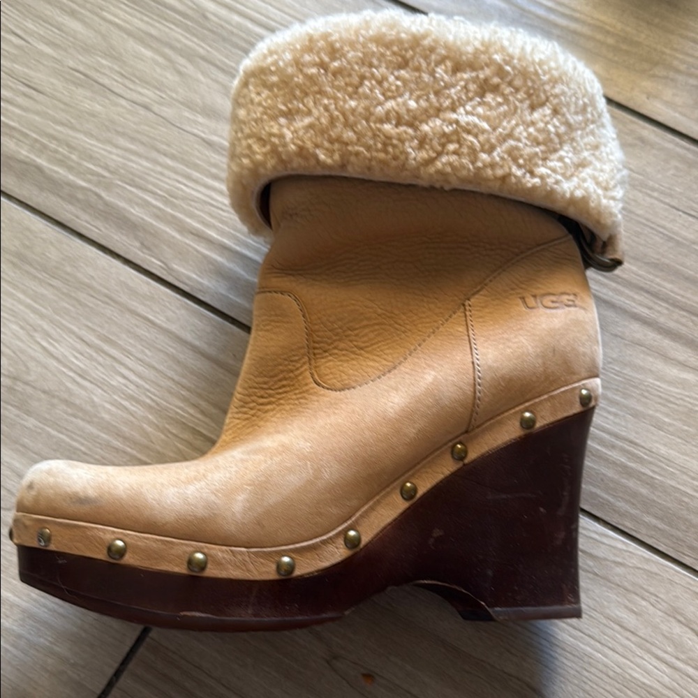UGG Women's Cream Shearling Wedge Boots
